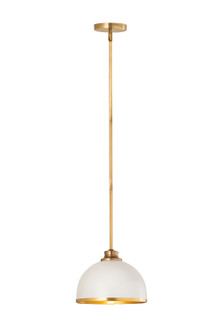 Landry One Light Pendant in Matte White + Rubbed Brass (224|1004P10-MW-RB)