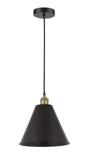 Edison One Light Mini Pendant in Black Antique Brass (405|616-1P-BAB-MBC-12-BK)