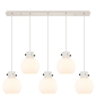 Newton Five Light Linear Pendant in Polished Nickel (405|125-410-1PS-PN-G410-8WH)