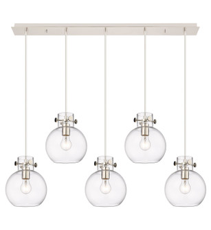 Newton Five Light Linear Pendant in Polished Nickel (405|125-410-1PS-PN-G410-8CL)