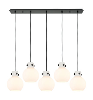 Newton Five Light Linear Pendant in Matte Black (405|125-410-1PS-BK-G410-8WH)