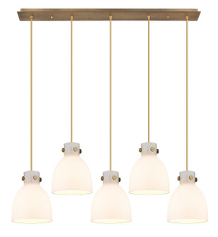 Downtown Urban Five Light Linear Pendant in Brushed Brass (405|125-410-1PS-BB-G412-8WH)