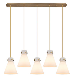 Downtown Urban Five Light Linear Pendant in Brushed Brass (405|125-410-1PS-BB-G411-8WH)
