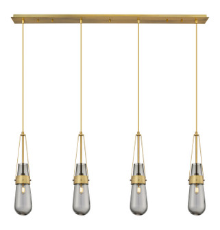 Downtown Urban Four Light Linear Pendant in Brushed Brass (405|124-452-1P-BB-G452-4SM)