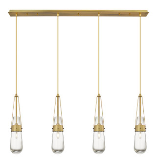 Downtown Urban Four Light Linear Pendant in Brushed Brass (405|124-452-1P-BB-G452-4CL)