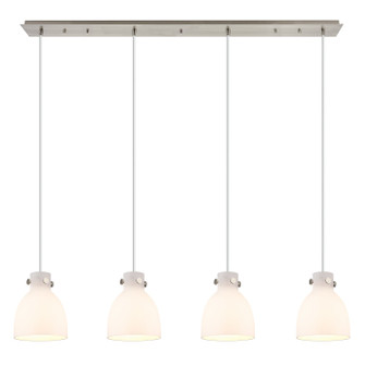 Downtown Urban Four Light Linear Pendant in Brushed Satin Nickel (405|124-410-1PS-SN-G412-8WH)