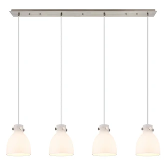 Downtown Urban Four Light Linear Pendant in Brushed Satin Nickel (405|124-410-1PS-SN-G412-8WH)