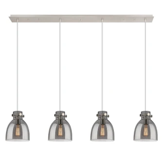 Downtown Urban Four Light Linear Pendant in Polished Nickel (405|124-410-1PS-PN-G412-8SM)