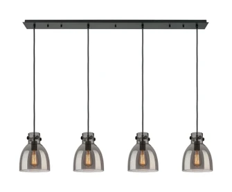 Downtown Urban Four Light Linear Pendant in Matte Black (405|124-410-1PS-BK-G412-8SM)