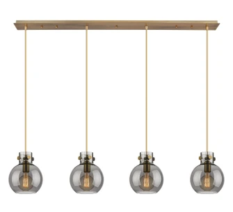 Newton Four Light Linear Pendant in Brushed Brass (405|124-410-1PS-BB-G410-8SM)