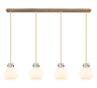 Newton Four Light Linear Pendant in Brushed Brass (405|124-410-1PS-BB-G410-8WH)