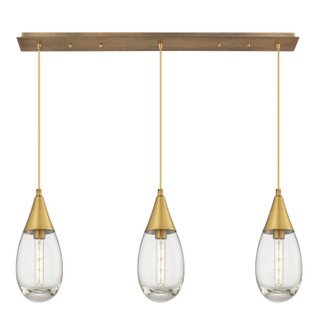 Downtown Urban Three Light Linear Pendant in Brushed Brass (405|123-450-1P-BB-G450-6CL)