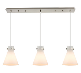 Downtown Urban Three Light Linear Pendant in Brushed Satin Nickel (405|123-410-1PS-SN-G411-8WH)