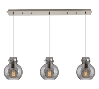 Newton Three Light Linear Pendant in Brushed Satin Nickel (405|123-410-1PS-SN-G410-8SM)