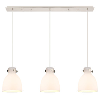 Downtown Urban Three Light Linear Pendant in Polished Nickel (405|123-410-1PS-PN-G412-8WH)