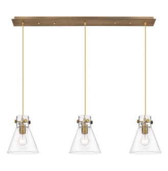 Downtown Urban Three Light Linear Pendant in Brushed Brass (405|123-410-1PS-BB-G411-8CL)