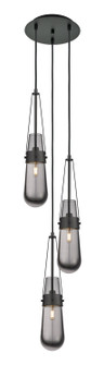 Downtown Urban Three Light Pendant in Matte Black (405|113-452-1P-BK-G452-4SM)