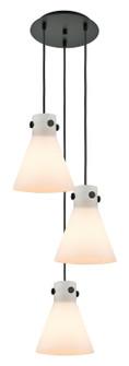 Downtown Urban Three Light Pendant in Matte Black (405|113-410-1PS-BK-G411-8WH)