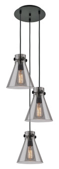 Downtown Urban Three Light Pendant in Matte Black (405|113-410-1PS-BK-G411-8SM)