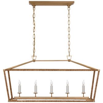 Darlana Wrapped LED Linear Lantern in Polished Nickel and Natural Rattan (268|CHC 5765PN/NRT)
