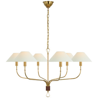 Griffin LED Chandelier in Hand-Rubbed Antique Brass and Saddle Leather (268|AL 5006HAB/SDL-L)