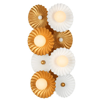 Damask Four Light Wall Sconce in White and Vintage Brass (33|520321WVB)