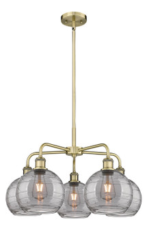 Downtown Urban Five Light Chandelier in Antique Brass (405|516-5CR-AB-G1213-8SM)