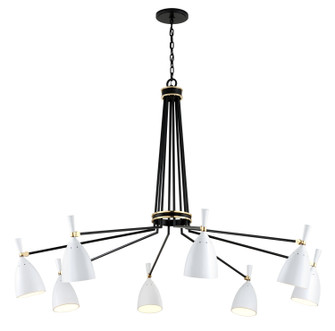 Utopia LED Chandelier in Black Brass Off White Shades (68|281-08)