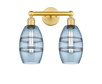Edison Two Light Bath Vanity in Satin Gold (405|616-2W-SG-G557-6BL)