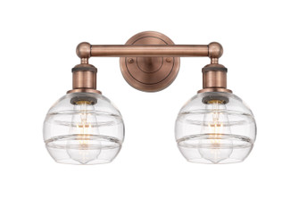 Edison Two Light Bath Vanity in Antique Copper (405|616-2W-AC-G556-6CL)