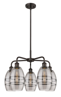 Downtown Urban Five Light Chandelier in Oil Rubbed Bronze (405|516-5CR-OB-G557-6SM)
