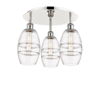 Downtown Urban Three Light Flush Mount in Polished Nickel (405|516-3C-PN-G557-6CL)