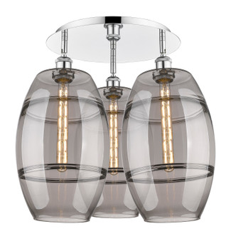 Downtown Urban Three Light Flush Mount in Polished Chrome (405|516-3C-PC-G557-10SM)