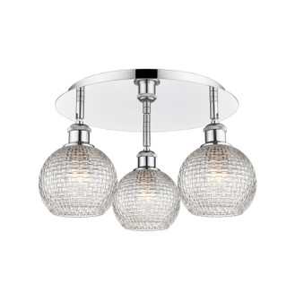 Downtown Urban Three Light Flush Mount in Polished Chrome (405|516-3C-PC-G122C-6CL)