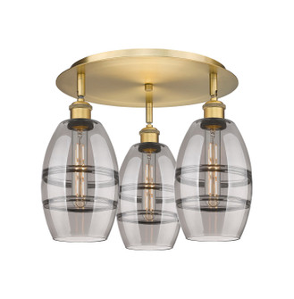 Ballston Three Light Flush Mount in Brushed Brass (405|516-3C-BB-G557-6SM)