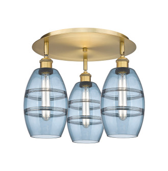 Ballston Three Light Semi-Flush Mount in Brushed Brass (405|516-3C-BB-G557-6BL)