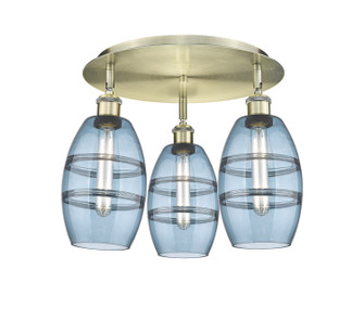 Ballston Three Light Semi-Flush Mount in Antique Brass (405|516-3C-AB-G557-6BL)