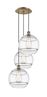 Ballston Three Light Pendant in Antique Brass (405|113B-3P-AB-G556-12CL)