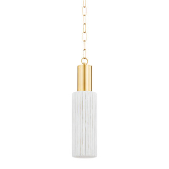 Corissa One Light Pendant in Aged Brass/ Ceramic Whitewash Bisque (428|H830701-AGB/CWB)
