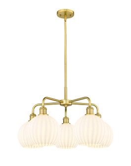 Ballston Five Light Chandelier in Satin Gold (405|516-5CR-SG-G1217-8WV)