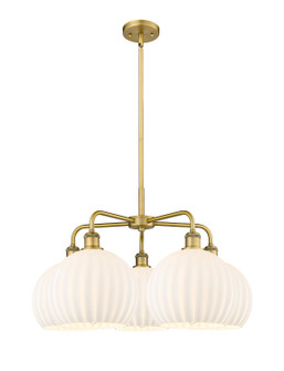 Ballston Five Light Chandelier in Brushed Brass (405|516-5CR-BB-G1217-10WV)