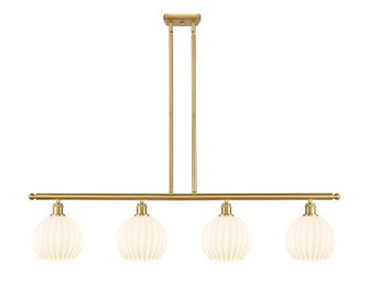 Ballston Four Light Island Pendant in Satin Gold (405|516-4I-SG-G1217-8WV)