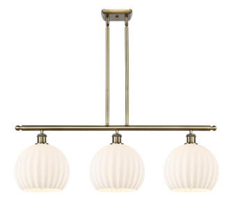 Ballston Three Light Island Pendant in Antique Brass (405|516-3I-AB-G1217-10WV)