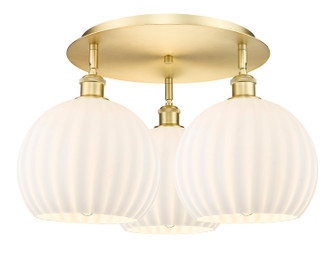 Ballston Three Light Semi-Flush Mount in Satin Gold (405|516-3C-SG-G1217-10WV)