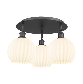 Ballston Three Light Semi-Flush Mount in Matte Black (405|516-3C-BK-G1217-8WV)
