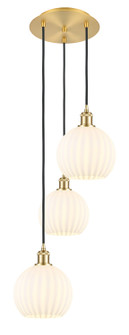 Ballston Three Light Pendant in Satin Gold (405|113B-3P-SG-G1217-8WV)