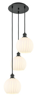Ballston Three Light Pendant in Matte Black (405|113B-3P-BK-G1217-8WV)