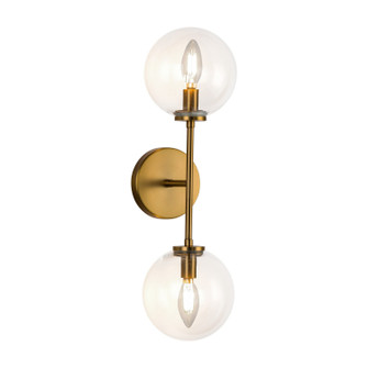 Cassia Two Light Wall Vanity in Aged Gold/Clear Glass (452|WV549220AGCL)
