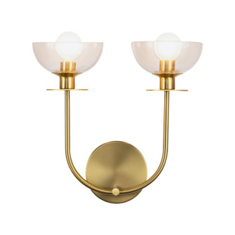 Sylvia Two Light Wall Vanity in Brushed Gold/Clear Glass (452|WV515212BGCL)