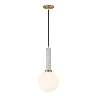 Callaway One Light Pendant in White Marble w/Warm Brass (51|7-2902-1-264)